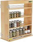 Gsskny Pull Out Spice Rack Organizer for Cabinet, 8" W x 22.3" D x 25.2" H Multi-Use Solid Wood Slide Out Shelf for Kitchen Cabinet, Sliding Spice Rack for Cans & Jars, Pantry Organization