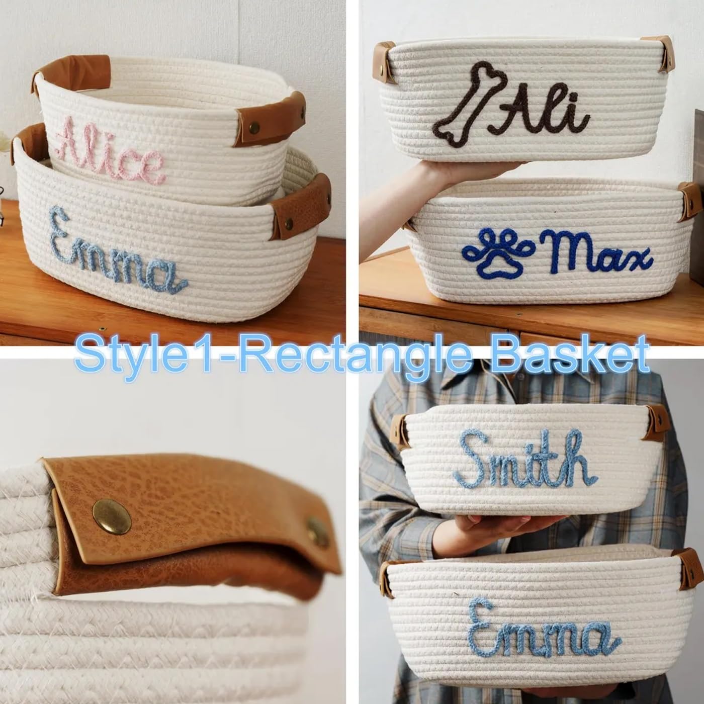 Cestino Personalizzato Con Nome For Baby Shower For Bambine E Bambini, Cestino In Cotone Personalizzato Con Nome, Regalo For Neonati/animali Domestici/giocattoli(13x24x32cm)