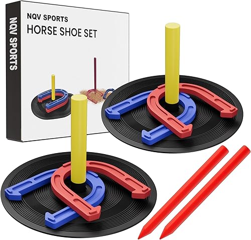 NQV Juego exterior de herradura, kit de juego de zapatos de caballo, juego de herradura para niños y adultos.