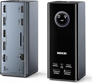MOKiN USB C Docking Station with 3 Monitors and Weather Display