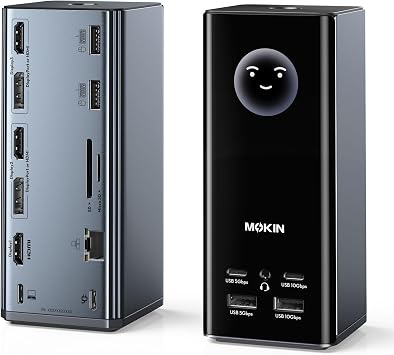 MOKiN USB C Docking Station 3 Monitors with 3 HDMI 2 DP, Smart Display
