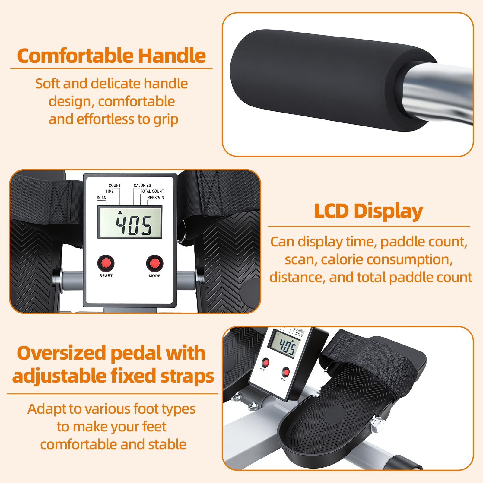 Rameur Pliable Appartement, Machine à Ramer à Vérin Hydraulique pour Musculation Maison, Appareil Musculation avec Moniteur LCD, Résistance Réglable 50kg, Siège Confortable, Charge 120kg