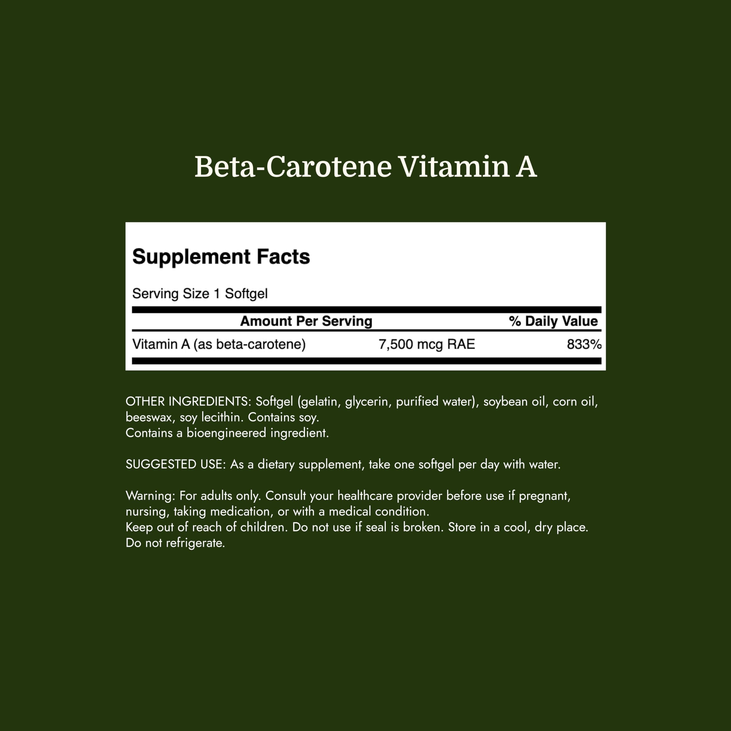 Swanson Beta-Carotene Vitamin A 25,000 IU, 7,500 mcg, 300 Softgels, 2 Pack — Amazon image 4