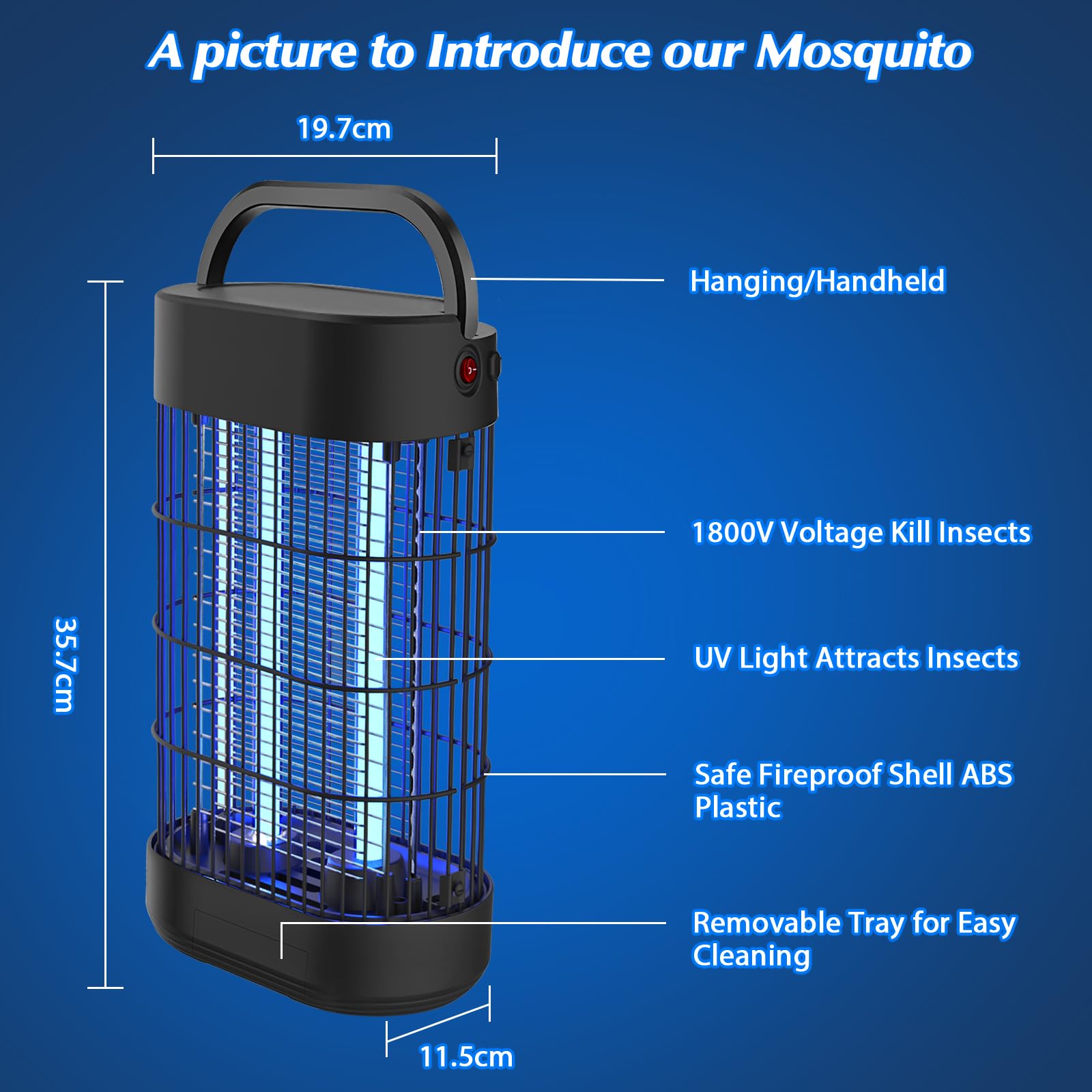 Zanzariera Elettrica, 18W Efficacemente 80㎡ Luce UV Assassino di Insetti Elettrico Assassino di Mosche da Interno Non Tossico Trappola per Zanzare per Camera da Letto Cucina Patio