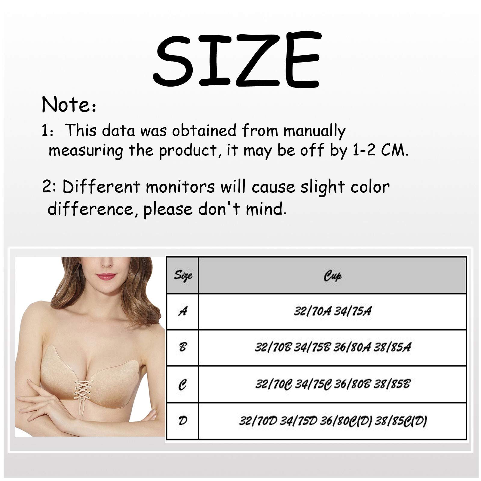 Soutien-gorge invisible Push Up Cache-mamelons sans bretelles Respirant Confortable Haute Viscose Cache-mamelons auto-adhésifs Soutien-gorge réutilisable Cache-mamelons Confortable/Bege/C