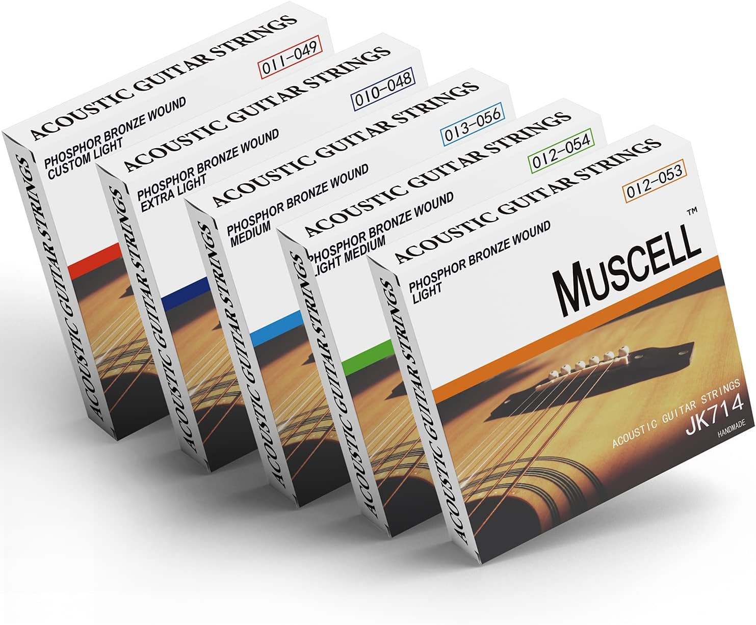 MUSCELL Handmade Phosphor Bronze Acoustic Guitar Strings-3 Packs - 6 Strings - Custom Light JK713 : Musical Instruments