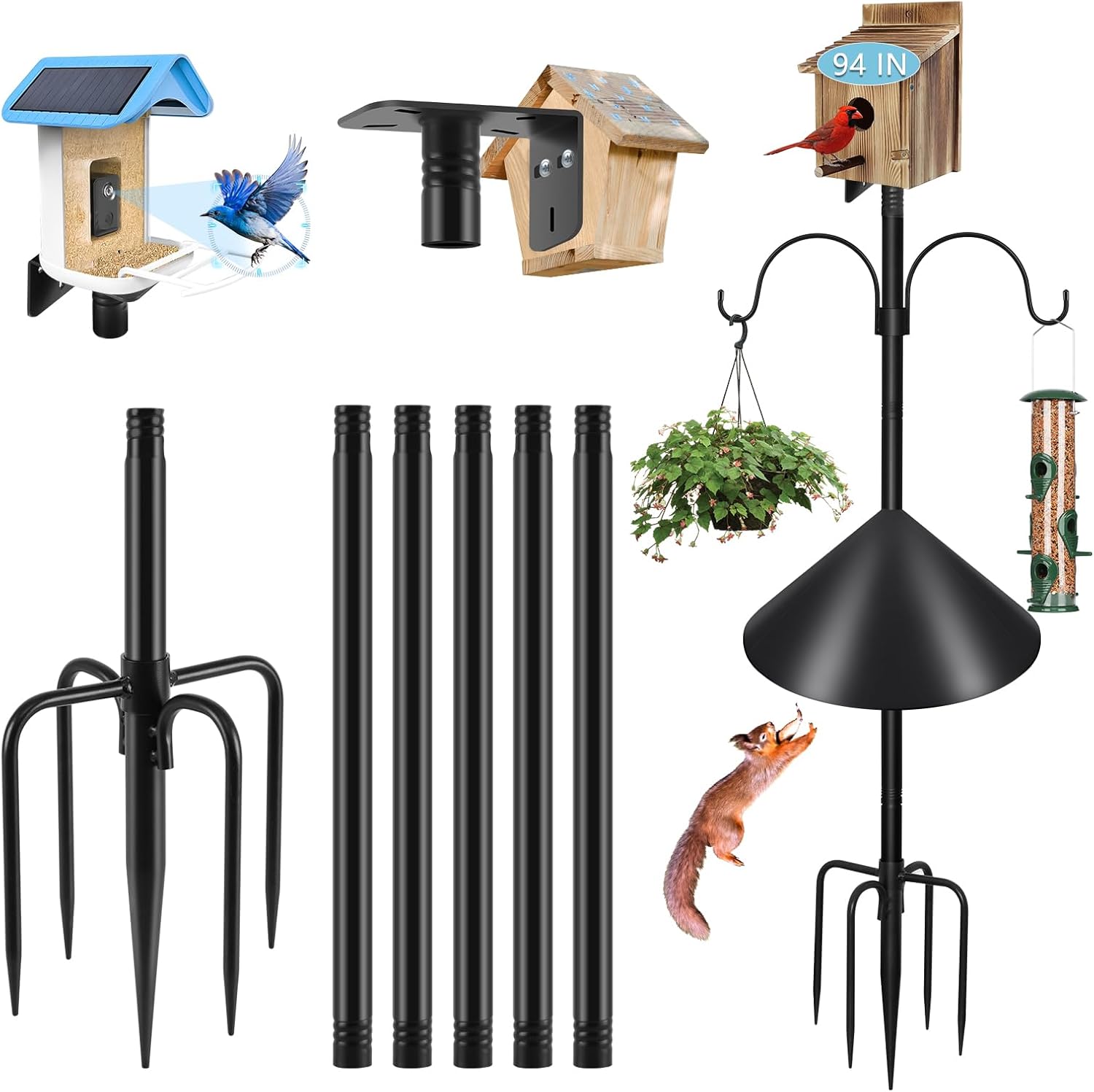 Amazon.com : Gtongoko Smart Bird Feeder Pole Squirrel Proof with Double