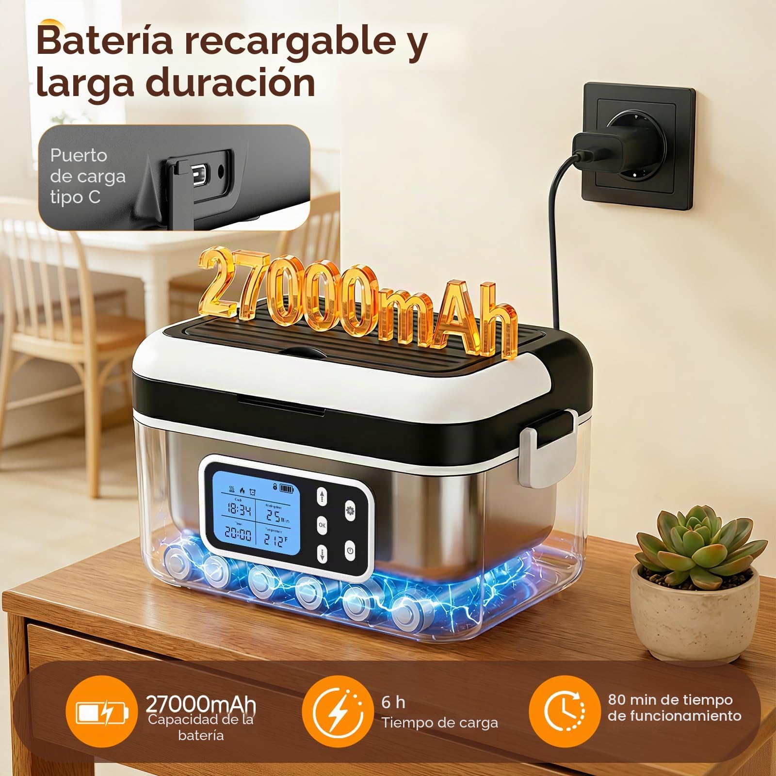 Fiambrera Electrica,Calentador de Comida Portatil 1.5L para Comida con Pantalla Táctil,Taper Termico Comida Caliente con Vajilla de Acero Inoxidable y Bolsa Aislante,Lonchera Termica para Coche