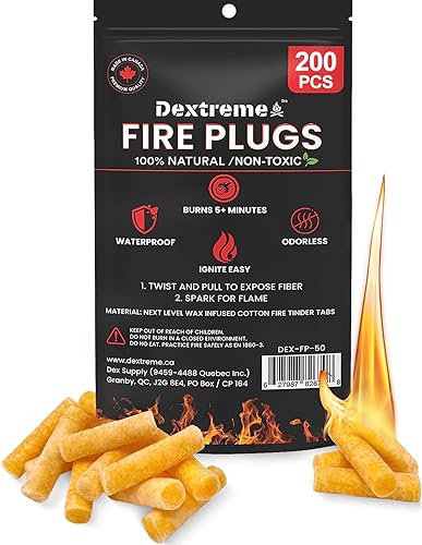Dextreme Enchufes de fuego impermeables para fogatas, emergencias, supervivencia, hogueras, parrillas  5+ minutos de combustión  Todo natural
