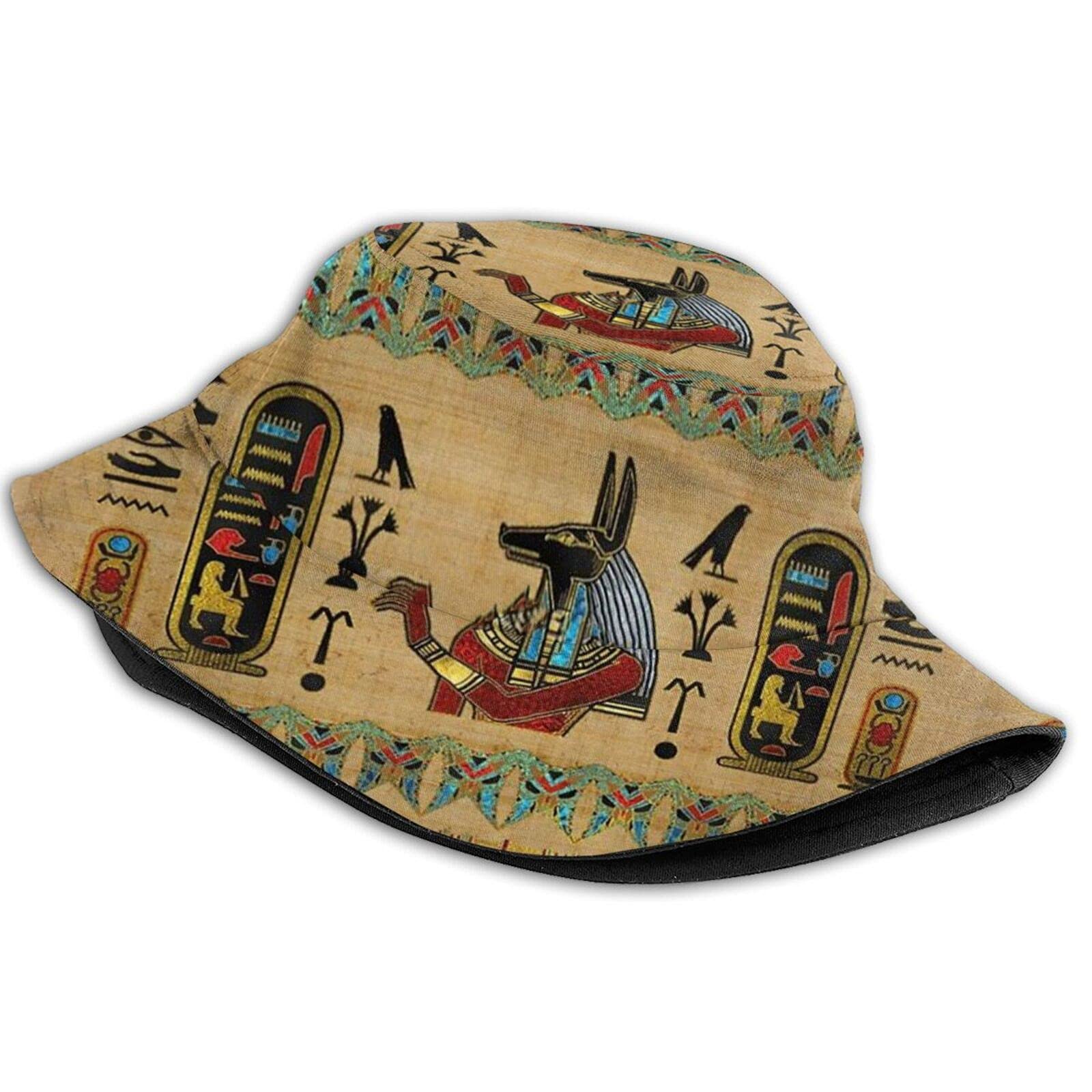Hieroglyphic Hat African Egyptian Culture Bucket Hat Summer Fisherman Cap Outdoor Beach Sun Hat