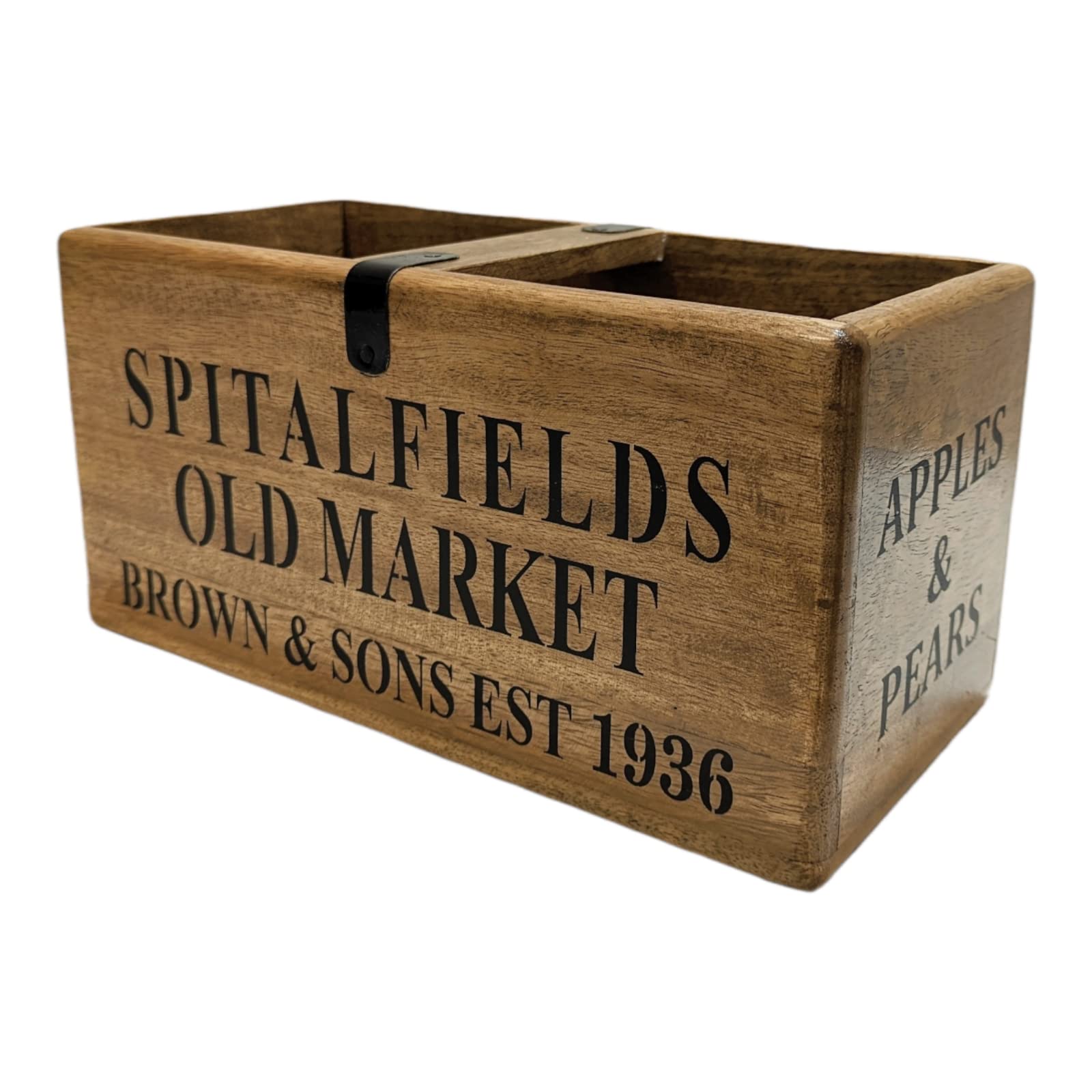 Assorted Collections Spitalfields - Scatola portaoggetti in legno con design vecchio mercato, per frutta, uova, condimenti, ideale per casa, cucina, ristorante, marrone