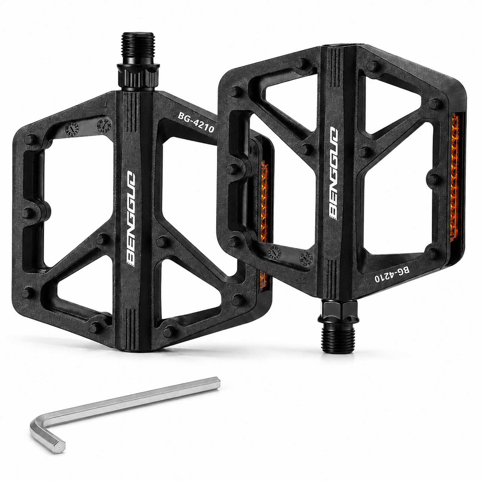 Hao Zhu mountain bike pedals - Reflective Flat Pedals 9/16" Multi-Pin