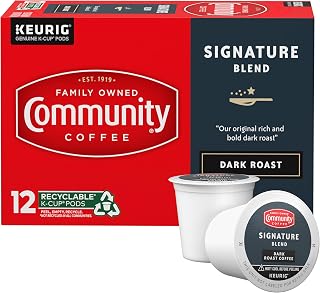 Community Coffee Signature Blend, Dark Roast Single-Serve Keurig K-Cup Pods, 12 Count (Pack of 1)