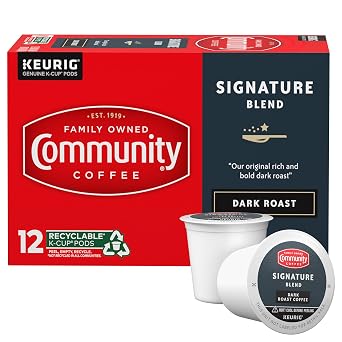 Community Coffee Signature Blend, Dark Roast Single-Serve Keurig K-Cup Pods, 12 Count Pack of 1