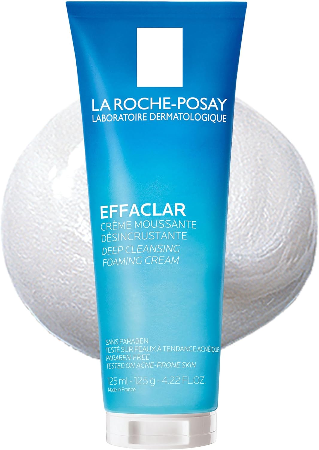 La Roche Posay diepreinigende wascrème, voor vettige tot zeer vettige en onzuiverheden neigende huid, lost eeltplekken en afzettingen op, met glycacil en tetrasodium EDTA, effaclar, 125 ml