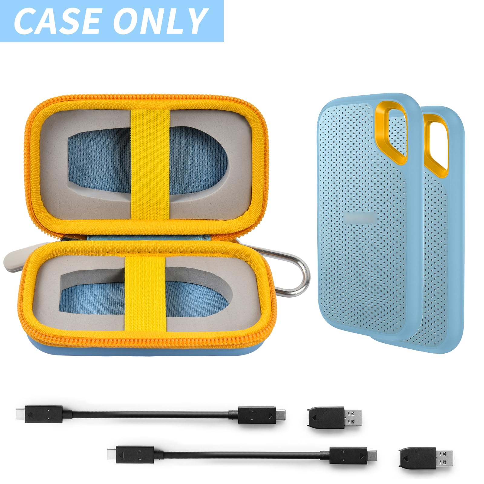 Custodia Boobowl per 2 SSD SanDisk Extreme Portable 1TB/2TB/250GB/500GB - USB 3.2 Gen 2 - SDSSDE61/SDSSDE60-G25 - (non adatta per Sandisk Extreme Pro) Sky Blue