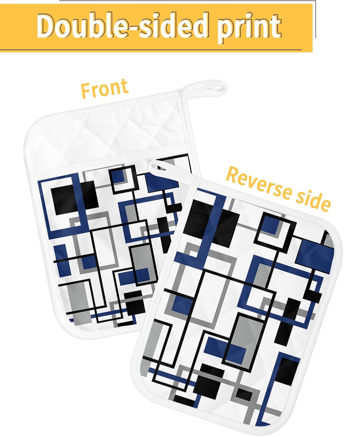 Pot Holders, Modern Geometric Blue and Gray Pot Holder, Heat-Resistant Hot Pockets, Pot Holders for Kitchen, Hot Pads for Kitchen, Kitchen Accessories 5 Pcs Potholders