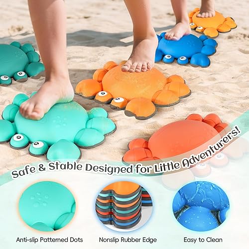 Miniatura 10 de TOPNEW Piedras de paso para niños pequeños, 6 piezas antideslizantes para promover las habilidades de coordinación de los niños, juguetes