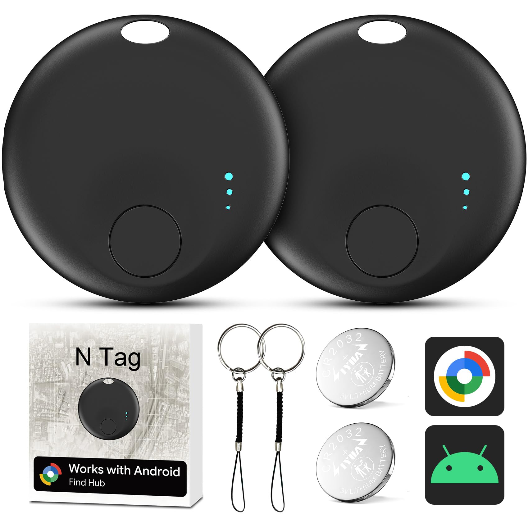 Air Tracker for Android, Air Tracker-2 Pack Android, Bluetooth Tracking Tag Compatible Google Find Hub App, Smart Tracker Key Finder for Key Wallet Bag Luggage-Black-image-47