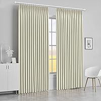 Vista 26 de MAIHER Cortina plisada para oscurecer la habitación, de 108 pulgadas, triple tejido, con aislamiento térmico, ahorro de energía, cortina plisada