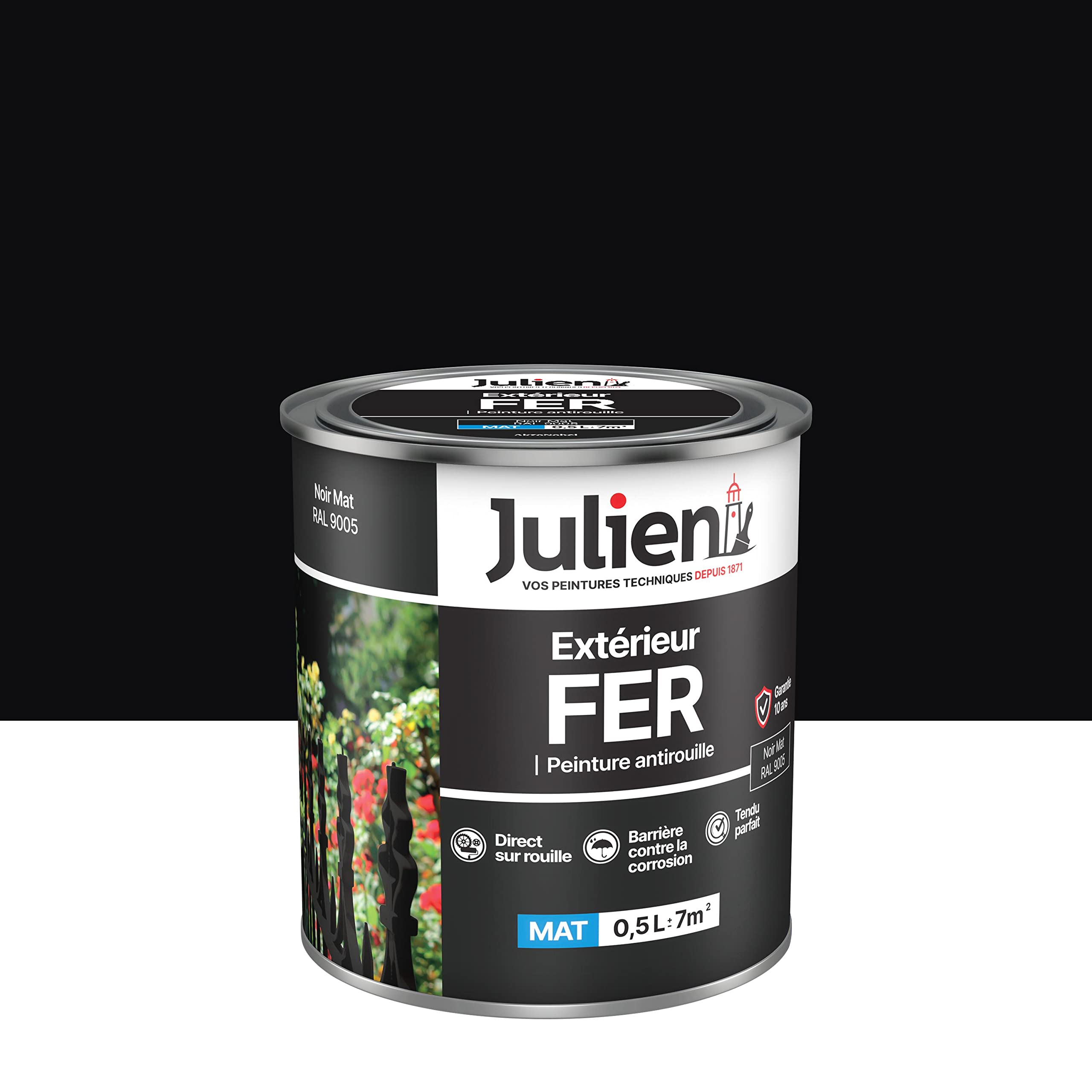 Julien Peinture Fer Anti-Rouille Mat Noir 0,5 L