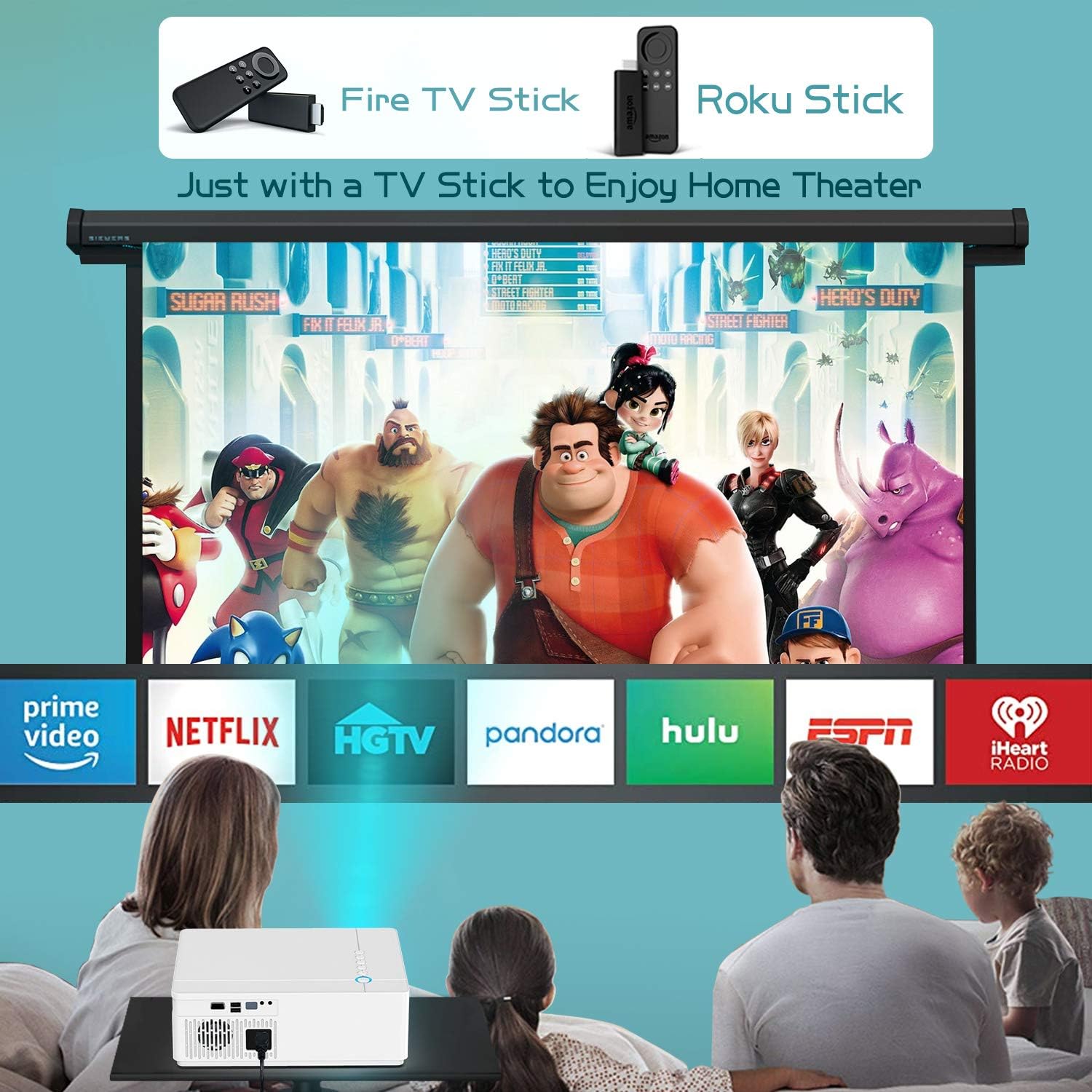 TOPTRO Projector TR81 with TV stick