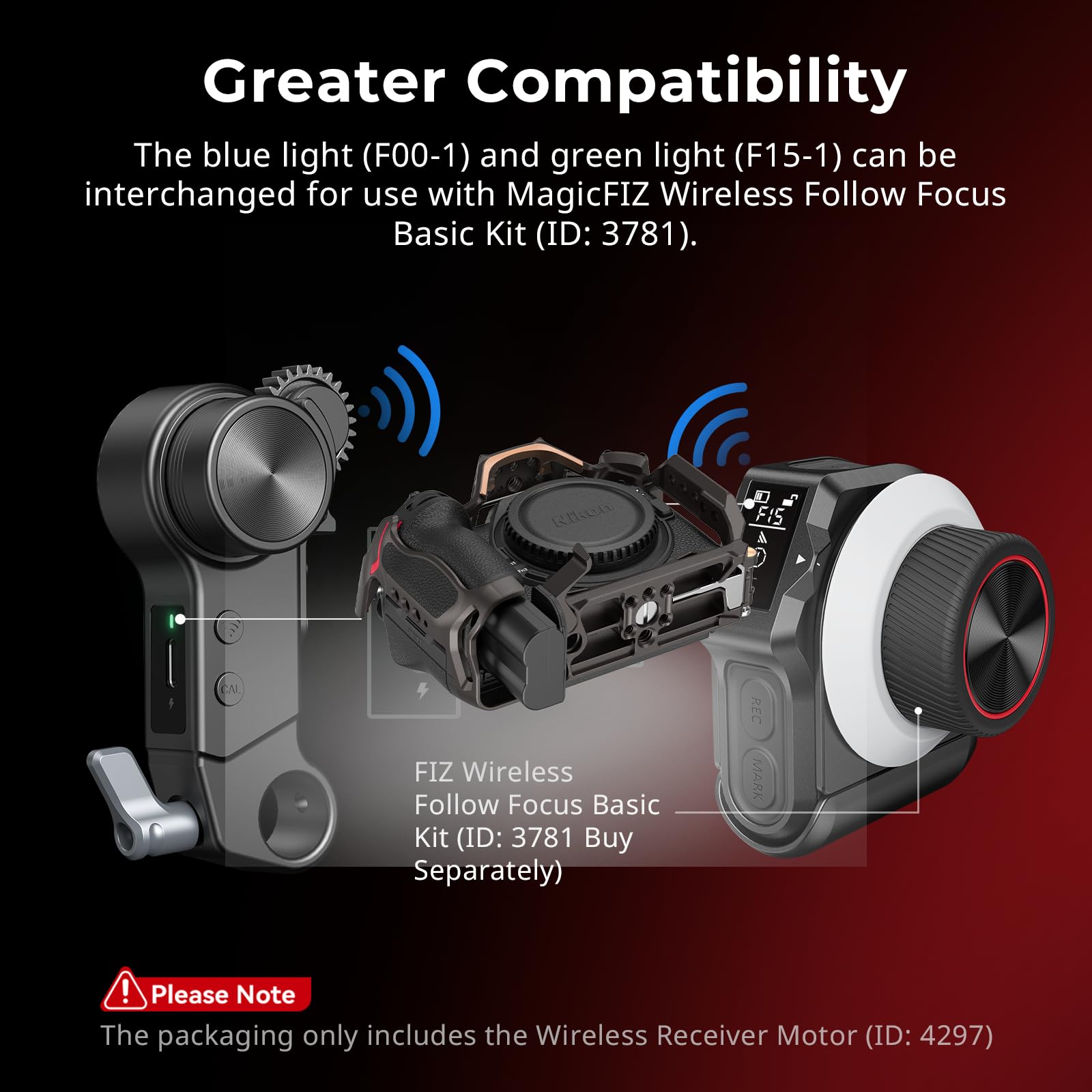 SMALLRIG Wireless Receiver Motor (Lite), Coppia di Picco di 4,3 kgf.cm, Supporta la Ricarica Rapida PD e QC, Bassa Latenza e Controllo Preciso, Design Compatto, per Obiettivi DSLR e Cine - 4297