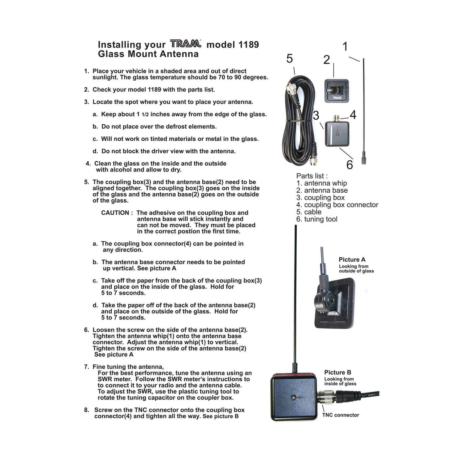 Tram Antena de Montaje de Vidrio 1189 con PL259 (150-158 MHz), 30 Pulgadas x 4.7 Pulgadas x 1 Pulgadas.