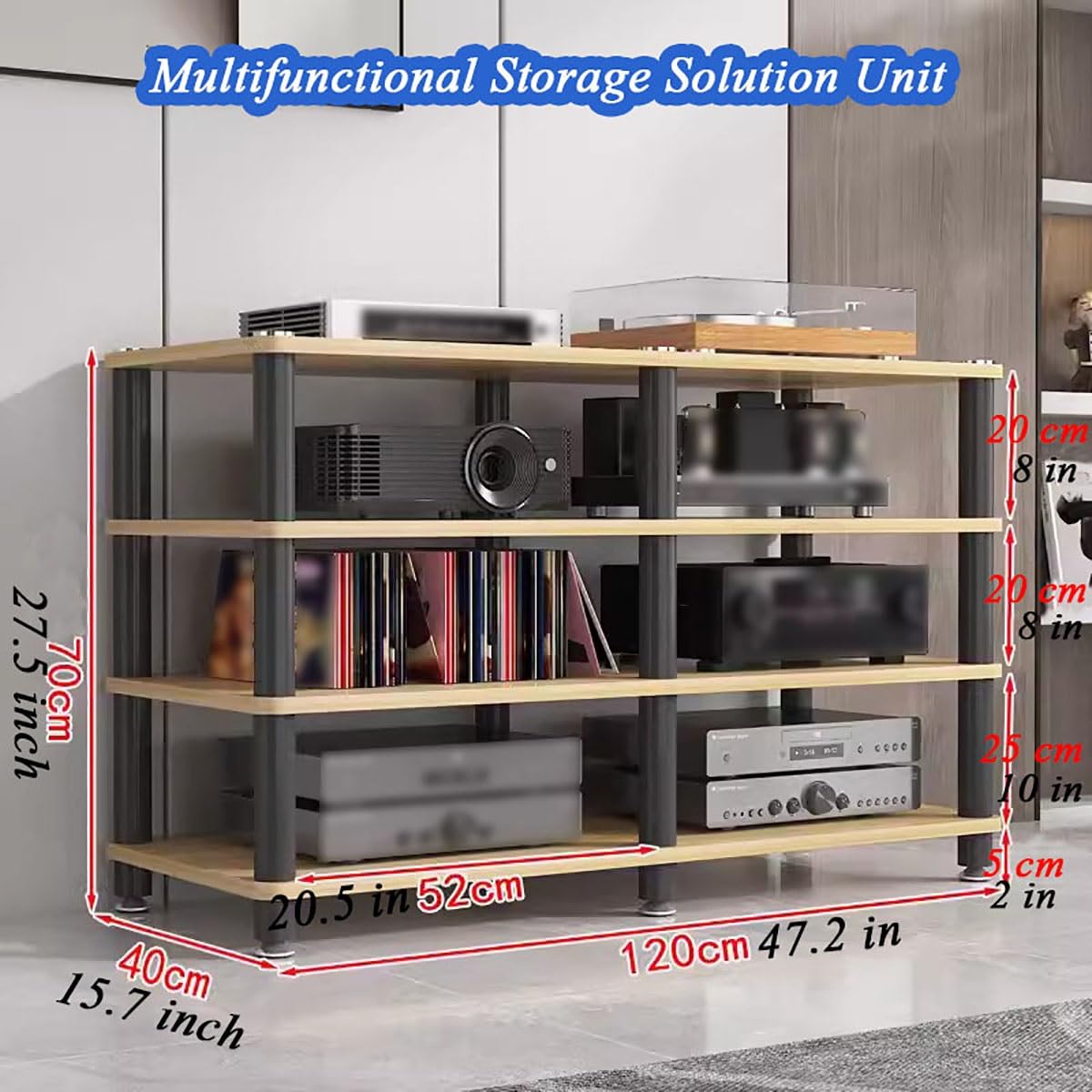 4-poziomowy stojak audio HiFi do rozrywki domowejMedia TV StandCorner Stereo TowerGramofon i wzmacniacz PółkaKonsola do gier i odtwarzacz płyt