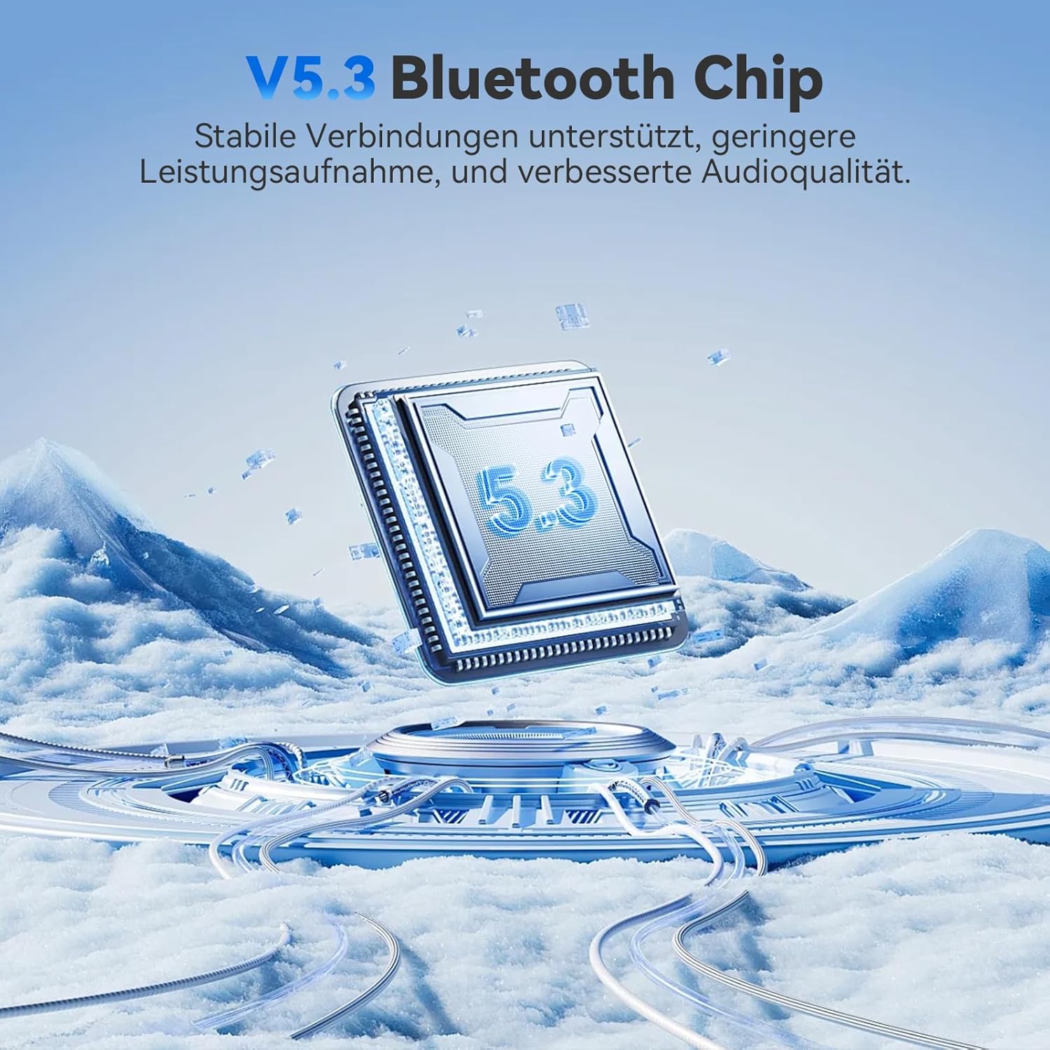 Illustration of a Bluetooth 5.3 chip.