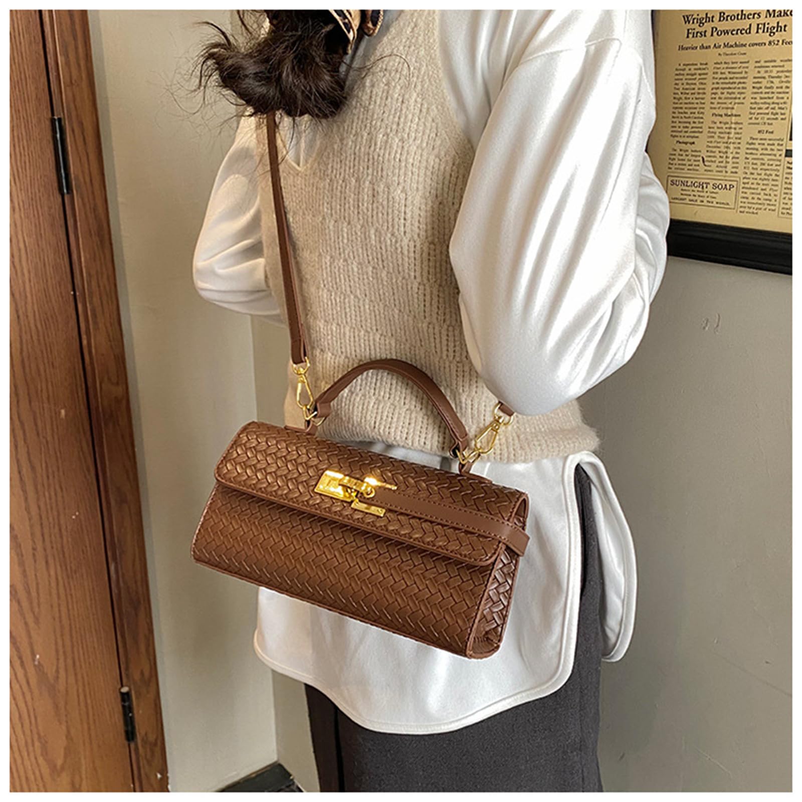 Borsa A Mano Quadrata Piccola Tracolla Versatile Tracolla-Bianco