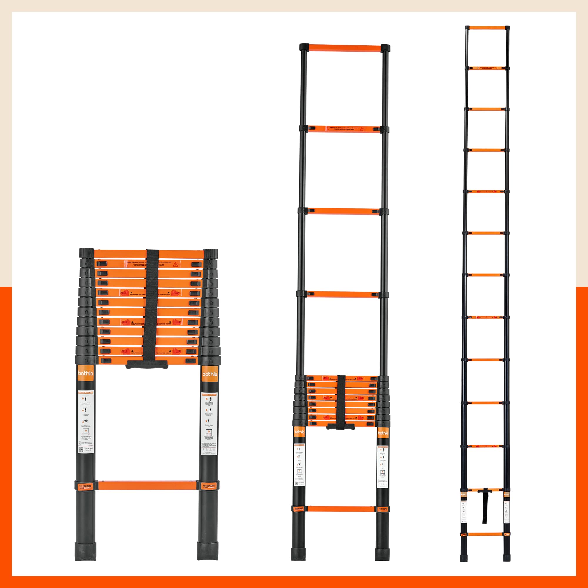 Bathla Carbon Steel Telescopic Ladder 16.5 ft (5m) - 13 Steps | Portable & Compact | Foldable Multipurpose Step Ladder for Home & Outdoor use — Amazon image 7