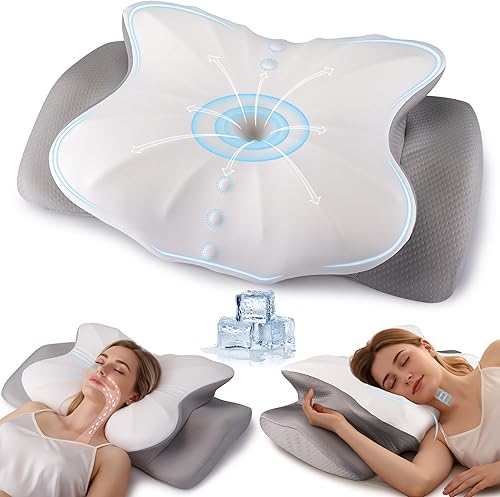 Almohada cervical para soporte de cuello y hombro, almohada ergonómica de contorno para aliviar el dolor, almohada ortopédica de espuma