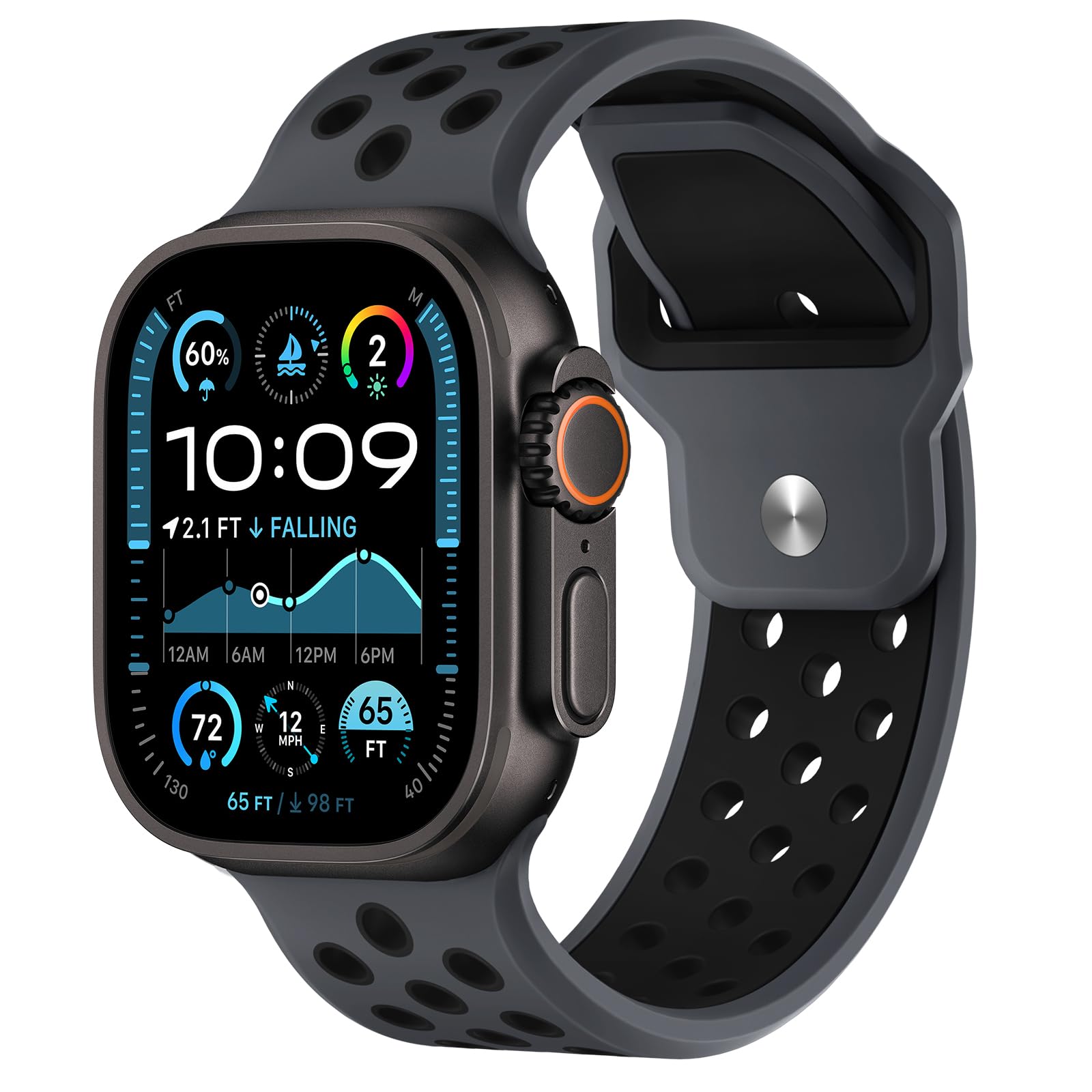 Straplanet Sport Bands Compatible with Apple Watch Ultra 2 Bands for Men, Soft Silicone Strap for Series 10/9/8/7/6/5/4/3/SE 49mm 45mm 46mm 44mm 42mm