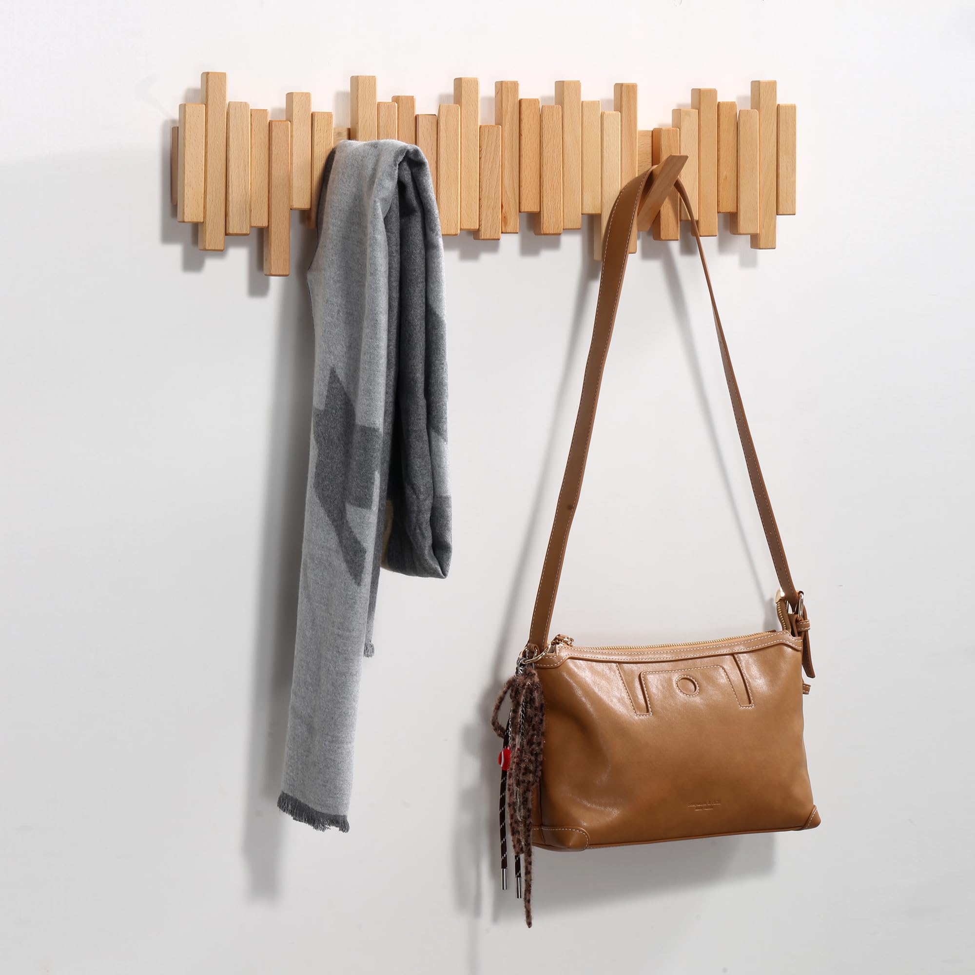 Amazon.com: Acsigesn Wooden Coat Rack Wall Mounted Sticks Multi