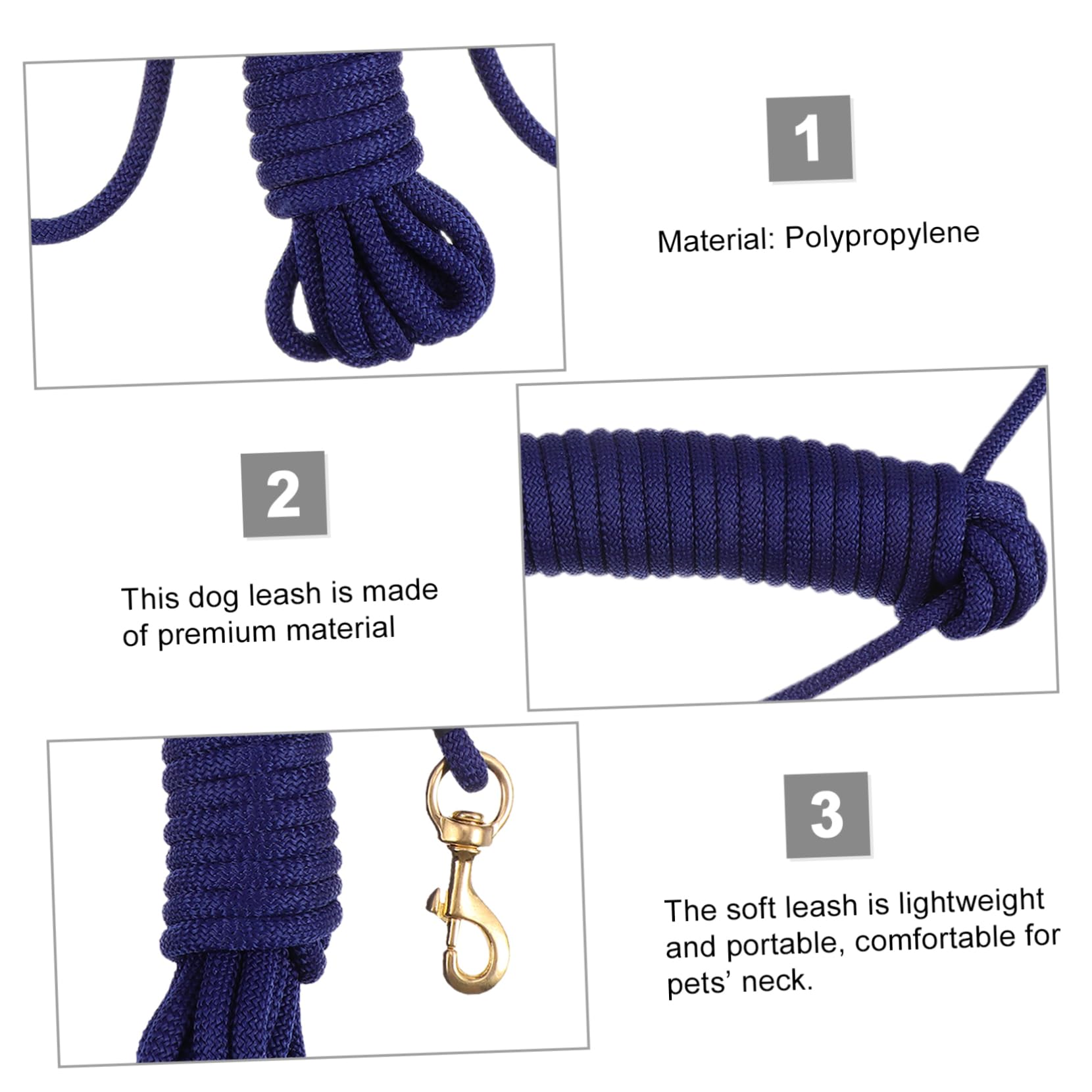 Longe pour Promenade Crochet pour Résistante aux Morsures 10m en Polypropylène, Bleue Chien Dressage