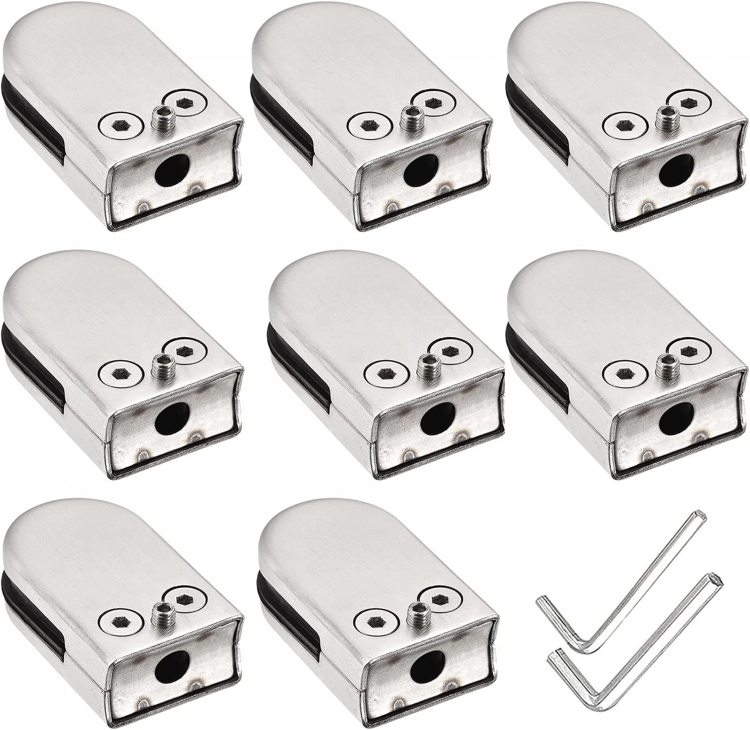 304 Stainless Steel Glass Clamp, Adjustable Floor Spigot Glass Clamp, U Clamp for 6-12mm Frameless Glass Panels, Glass Screen Glass Pool Fence Staircase Balustrade,8~10mm