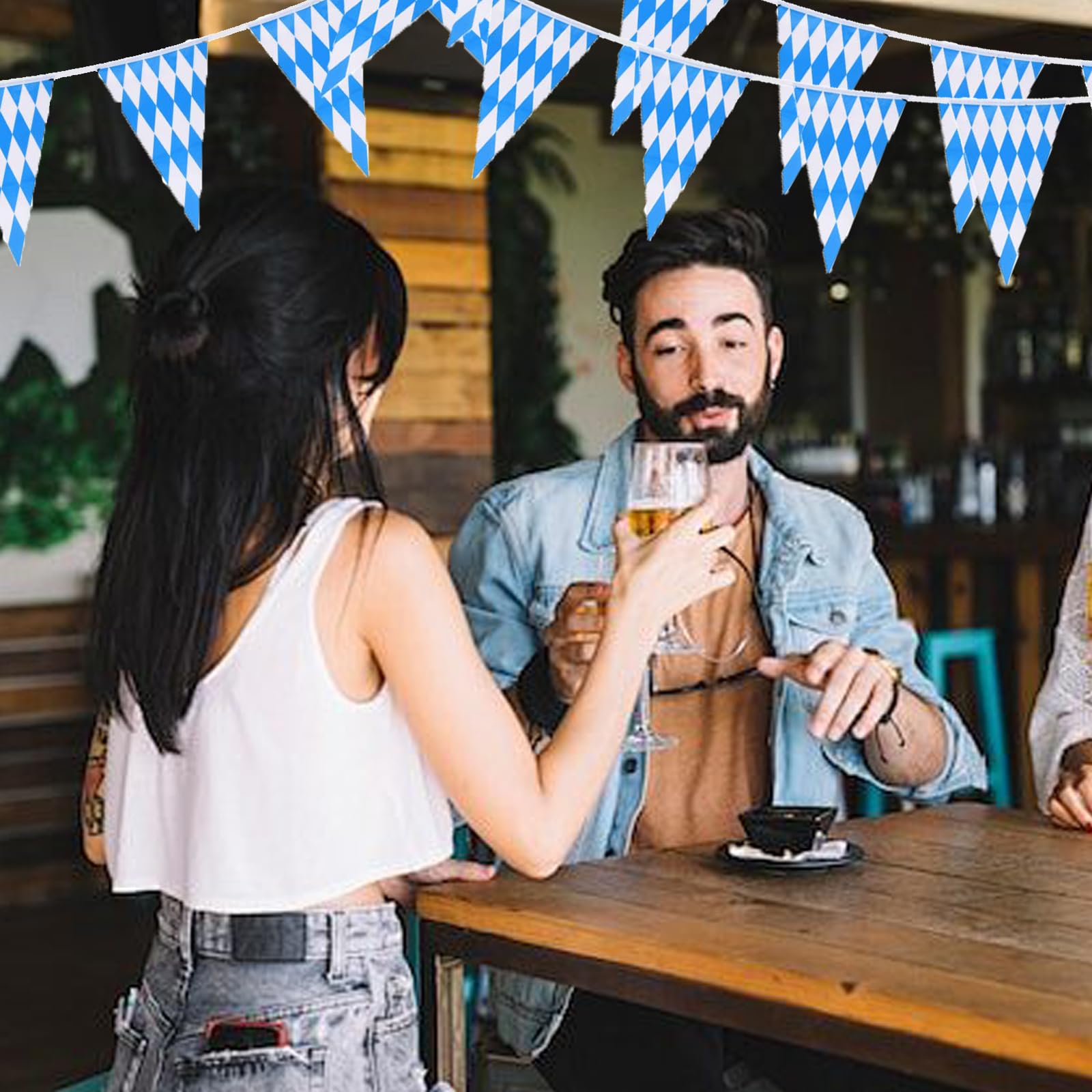 Oktoberfest Wimpelkette 30m Set - 3x10m Bayern Deko In Blau-Weiß Für Party