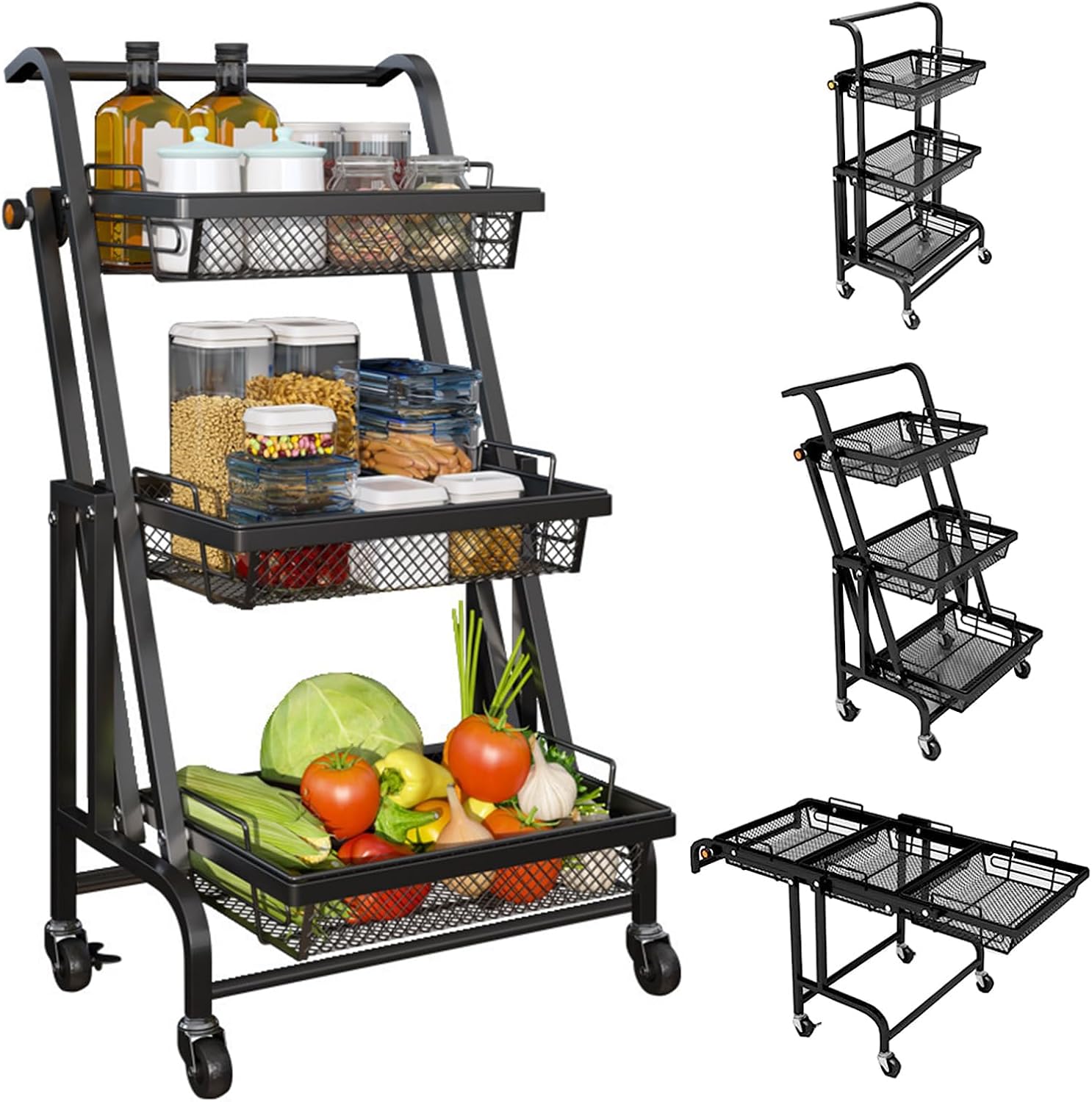 Bar Cart, Serving Cart for Home, Mobile Kitchen Shelf