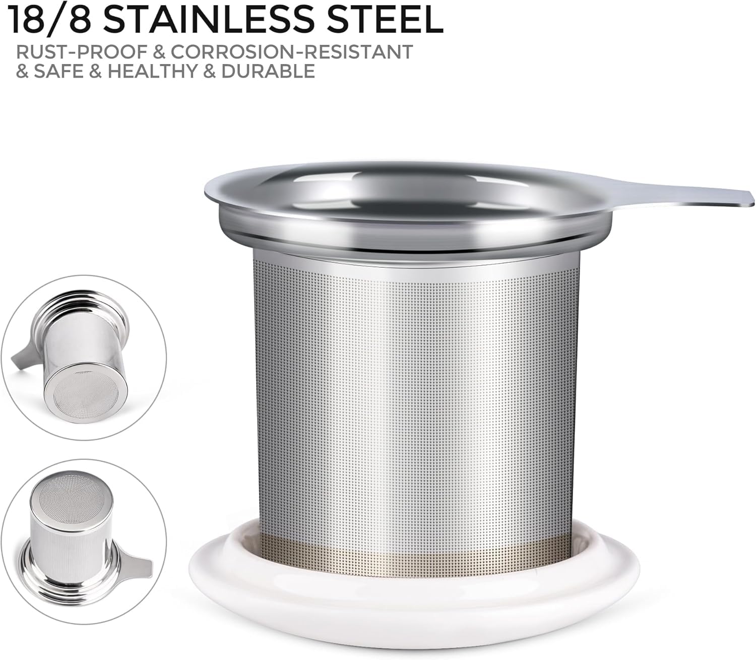 GBHOME Tea Mug With Infuser And Lid, 18 Ounce Large Ceramic Loose Leaf Tea Cup,Microwave, Dishwasher Safe Tea Steeping Mug,Pefect Gift For Tea Lover - View #8