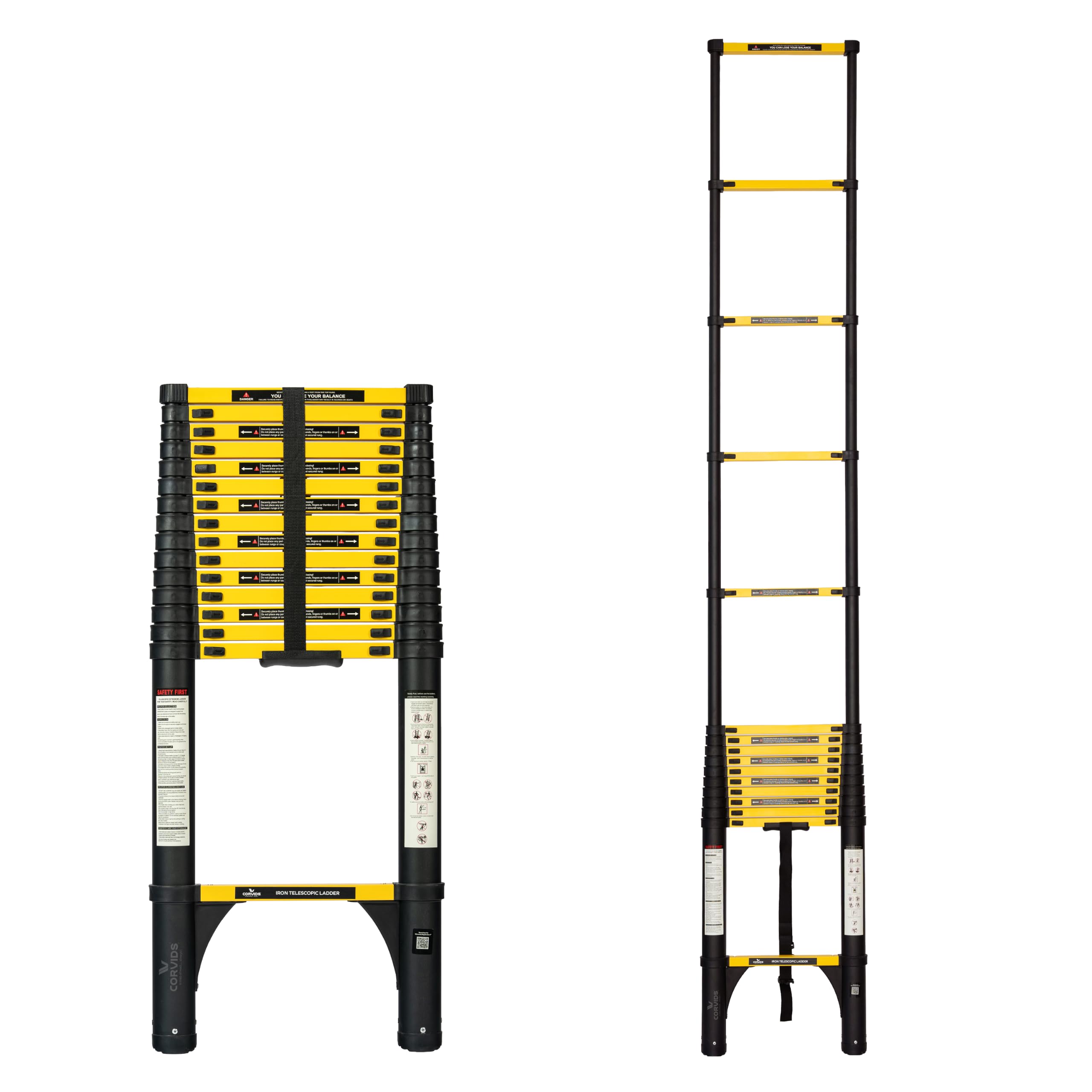 Corvids 5.6m (18.5 Ft) Foldable A-Type Carbon Steel Telescopic Ladder (18-Step), 2-Year Warranty | Heavy Duty Multi-Purpose Extension Ladder, EN131 Certified, Rustproof, 150 kg Capacity — Amazon image 13