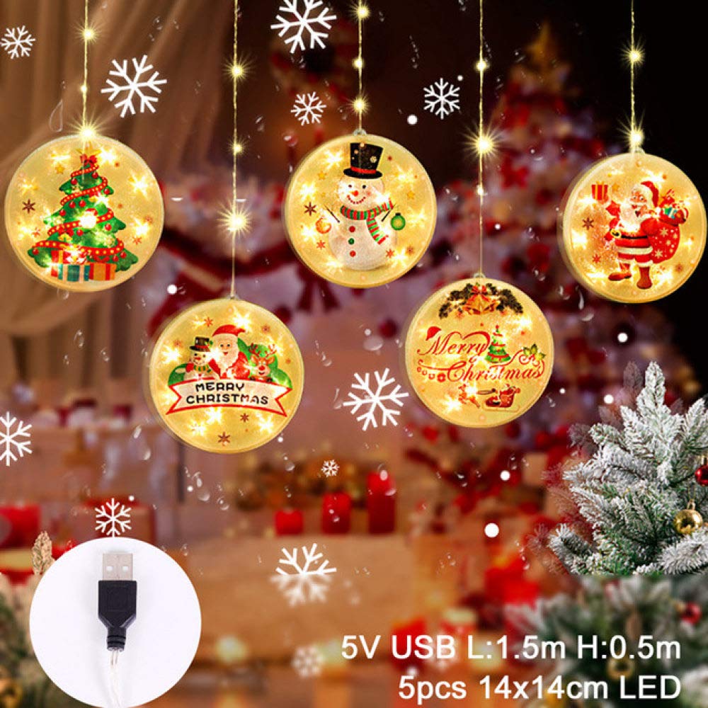 Decoración navideña Elk Snowman Navidad Cortina Luces, Adornos de Navidad, Feliz Año Nuevo, Luz de Navidad 3