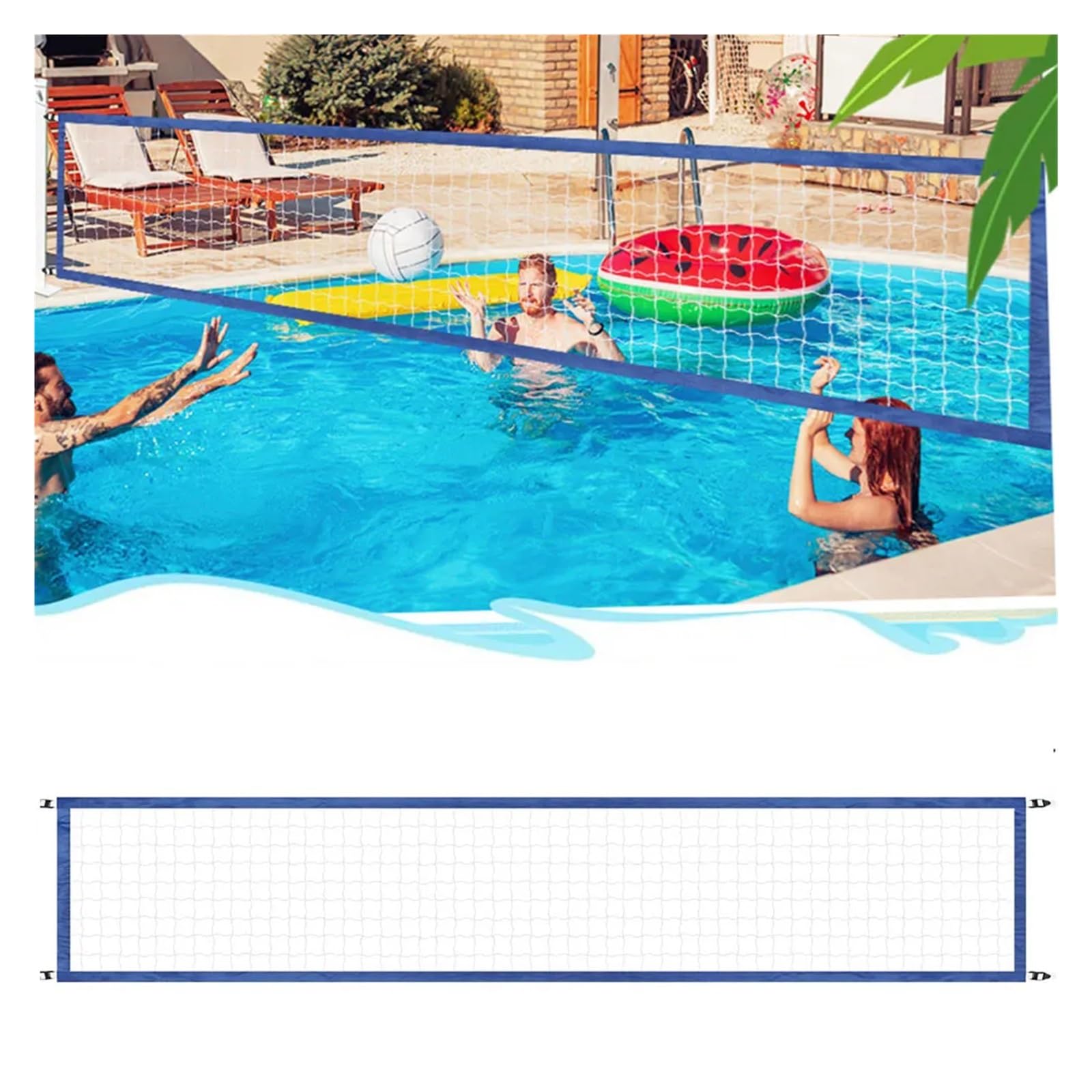 Filet de Volley-Ball de Remplacement for Piscine 4,5 m x 90 cm avec Sac de Transport, Portable et réglable, for Piscine extérieure et Plage pour Piscine