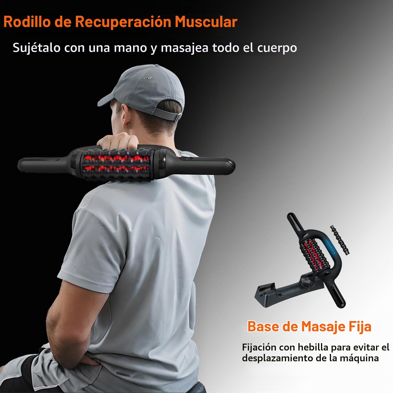 Rodillo de Masaje Anticelulítico Eléctrico, Masajeador de Rodillo Portátil para Tejido Muscular Profundo, 6 Velocidades, para Recuperación y Relajación Muscular
