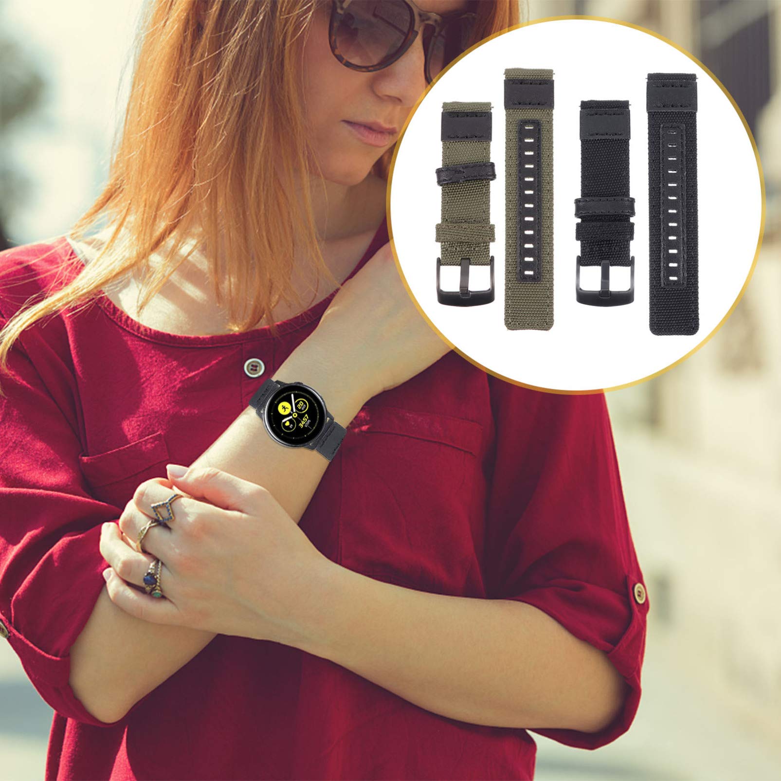 Gatuida 4pièces Bracelets Nylon Canvas Pour Montre Étanche Et Confortable Et Compatible Avec Montres Connectées