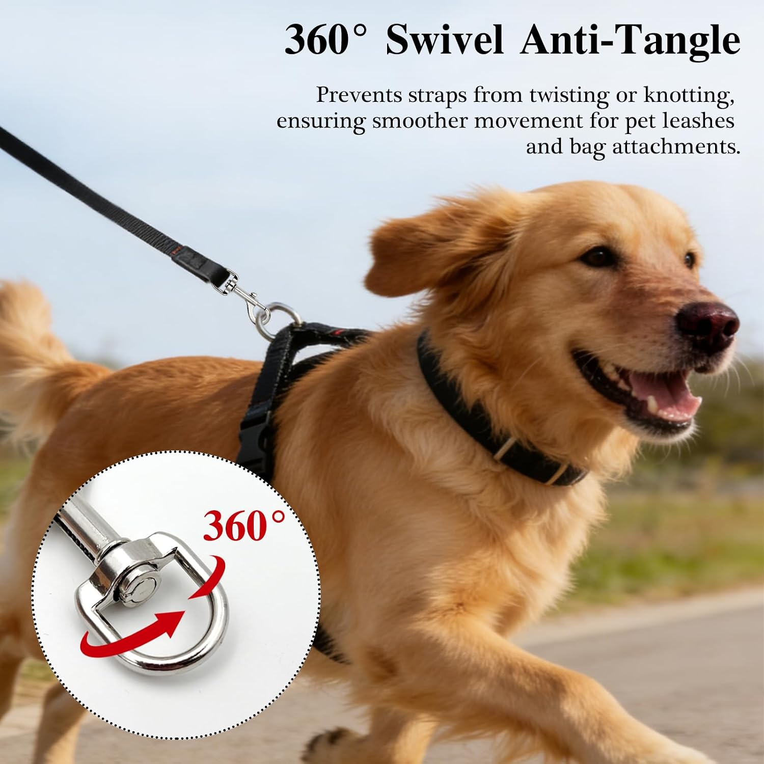 3-Pack Swivel Eye Bolt Snap Hooks, 3.22-Inch Single-Ended Rotating Clips for Keychains, Dog Leashes, Camera & Bag Straps