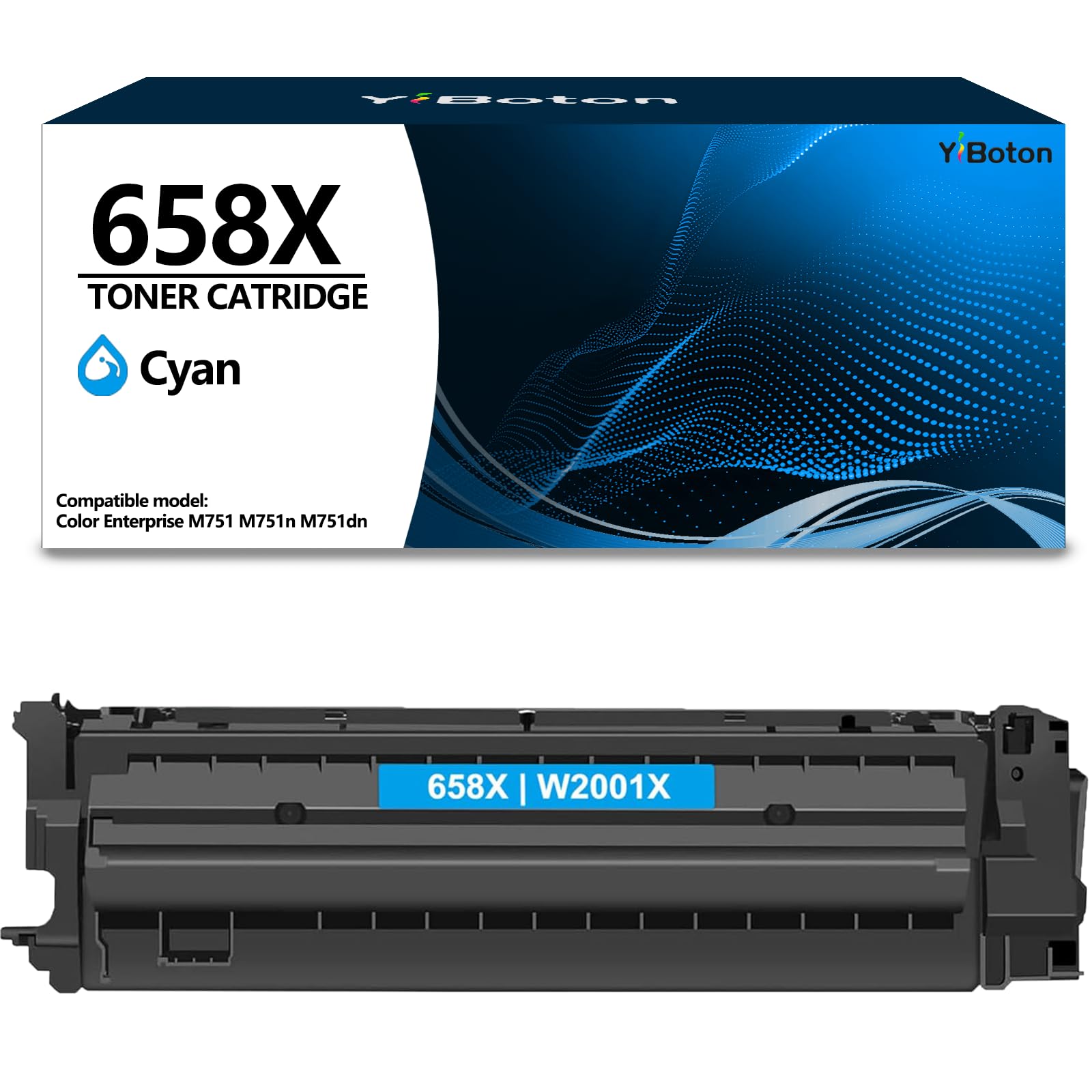 658X Cyan Toner Cartridge Replacement for W2001X Cyan Toner Cartridge Compatible for Color Leserjet Enterprise M751 M751n M751dn Printer Series.（with New Chip）