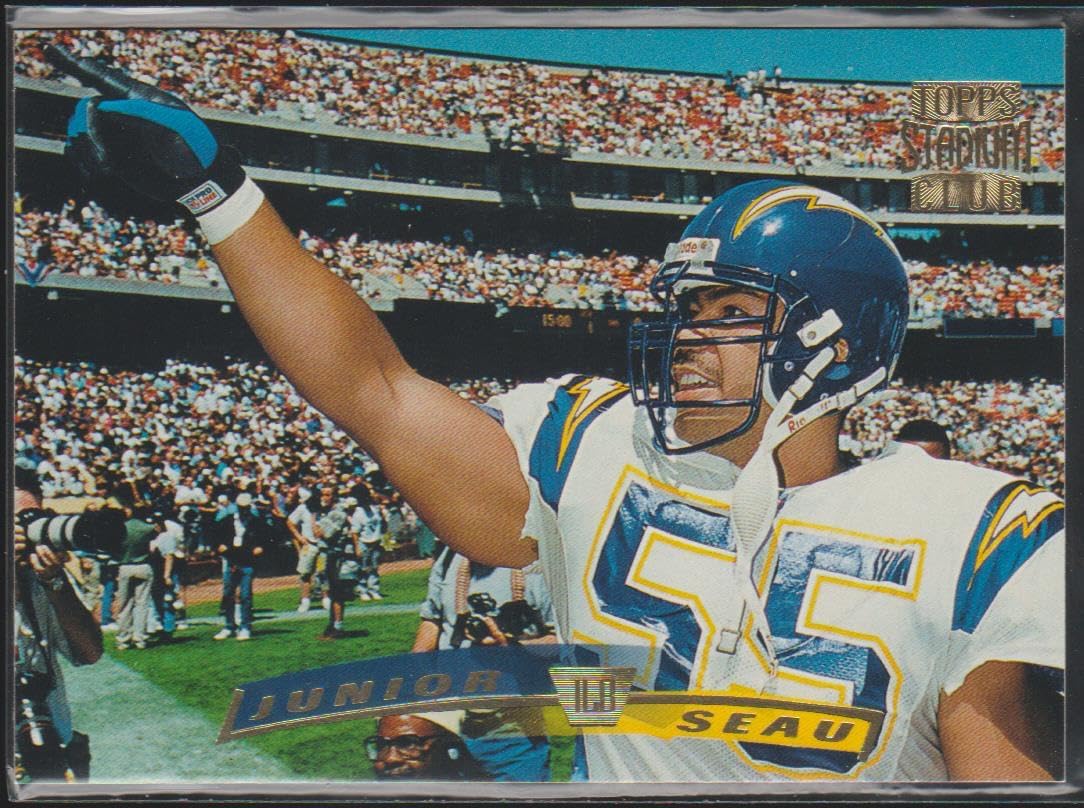 1996 Topps Stadium Club Junior Seau Chargers Football Card #48