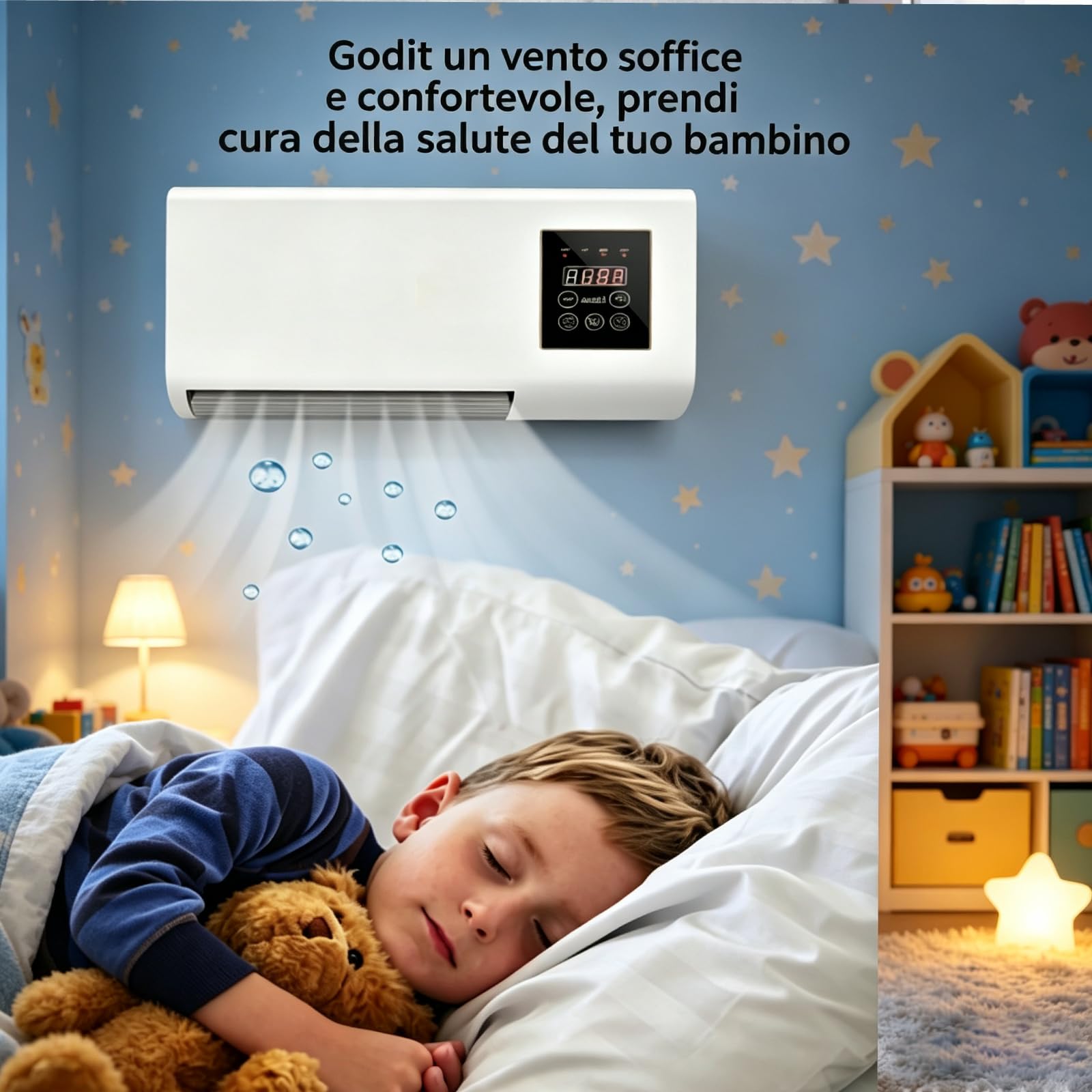 Mini Condizionatore a Parete, Condizionatore Portatile con Timer Intelligente da 8 Ore, Dispositivo di Riscaldamento Efficiente, con Funzione di Vento Naturale, 220 V, per Casa Appartamento Ufficio