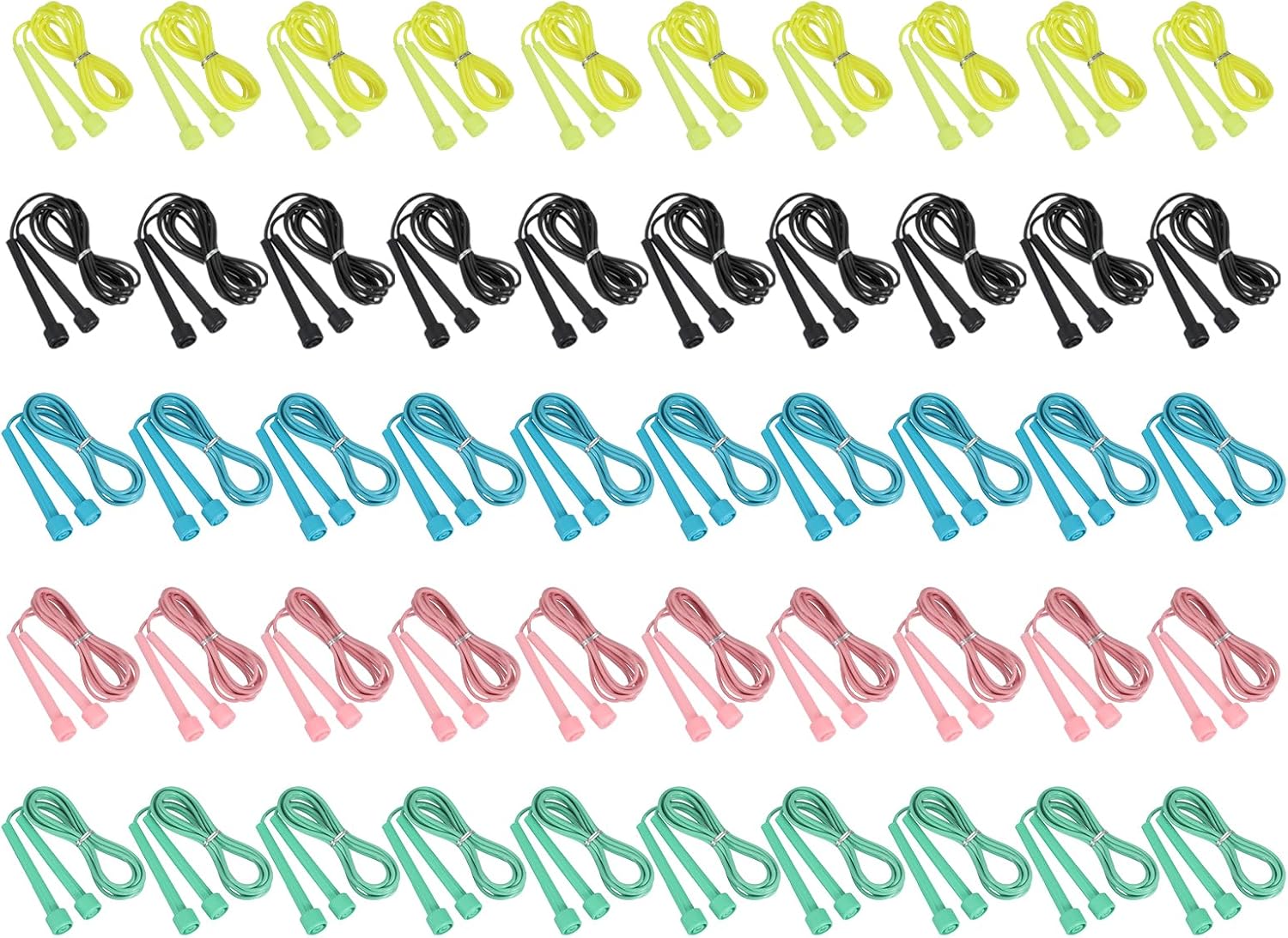 PATIKIL Jump Rope PVC, 50 Pcs Adjustable Speed Skipping Rope Tangle-Free Exercise Equipment for Workout Women Men Outdoor Training Home Fitness, 5 Color